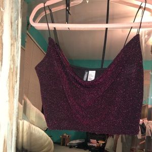 H&M Dividend Glitter Cowl Neck Crop Top